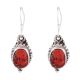 Sterling Silver Carnelian Earring With Engraved Design