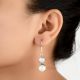 92.5 Sterling Silver Earrings Casual Twin Pearl Dangle Earrings