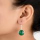 92.5 Sterling Silver Earrings Green Onyx Faceted Drop Earrings
