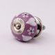 Purple Ceramic  Heart and Floral Cabinet Drawer Knobs