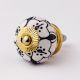 Black Grey Floral Ceramic Knob