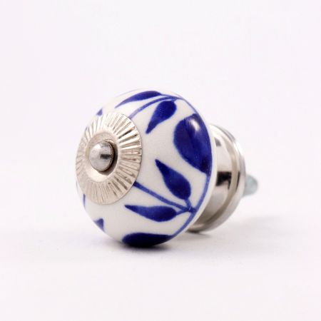 White Navy Blue Leaf Knob