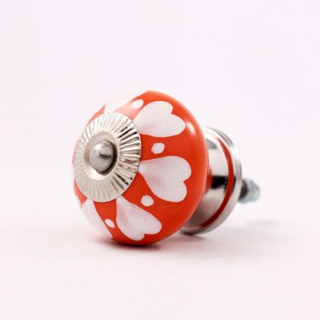 Orange White Heart Knob