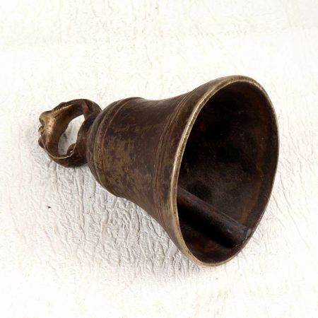 Vintage Brown Handcrafted Bell Metal Temple Bell for Decor