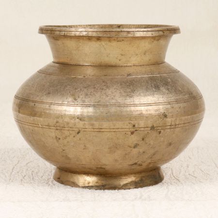Handmade White Metal Holy Water Pot from Gujarat