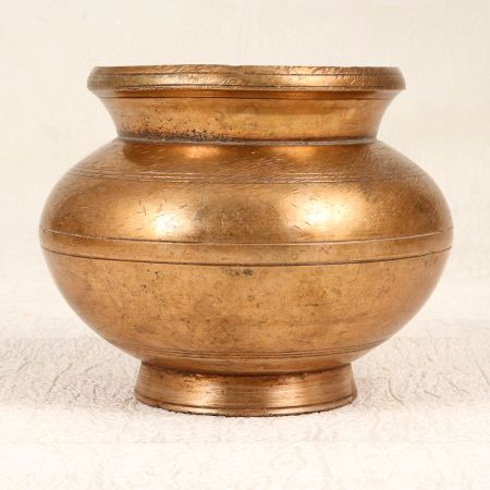 Elegant Brown Brass Holy Water Pot for Flower Decoration