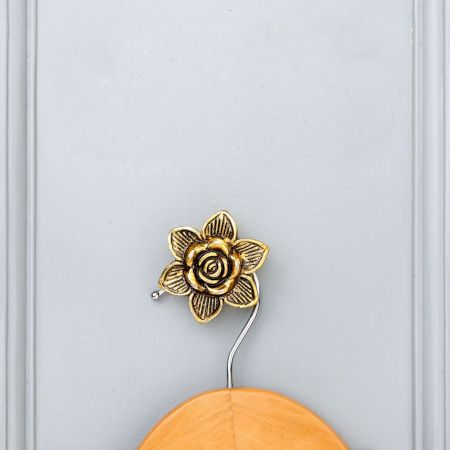 Modern Golden Rose Flower Aluminium Wall Hook