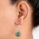 92.5 Sterling Silver Earrings Mint Green Jade Hook Earrings