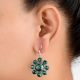 92.5 Sterling Silver Green Malachite Flower Design Earrings For women