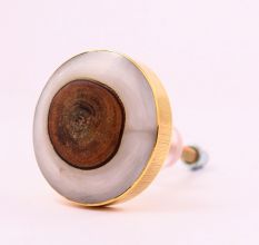 Round Grey Resin And Wood Cabinet knob