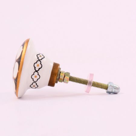 Ceramic Floral Cabinet Knob in Golden