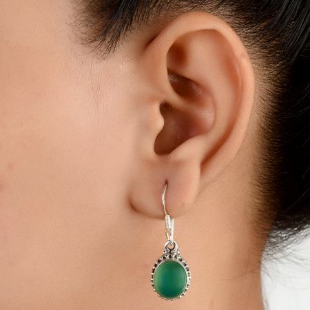 92.5 Sterling Silver Earings Topaz And  Malachite Earrings