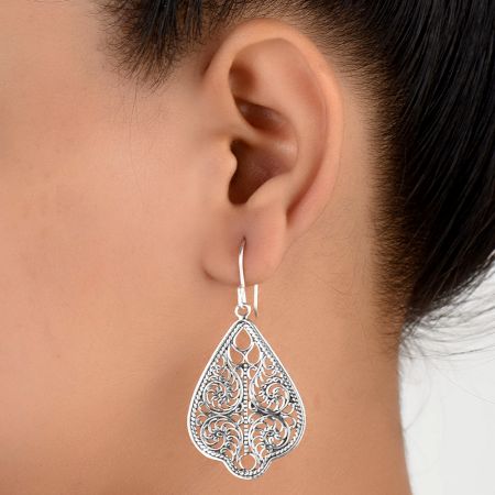 Traditional 92.5 Sterling Silver Drop Earrings