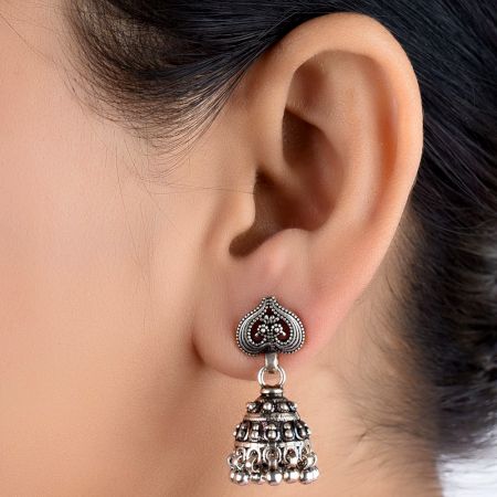 92.5 Sterling Silver Earrings Ethnic Daily Wear Jhumki Earrings
