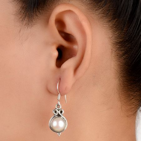 92.5 Sterling Silver Earrings Round Moonstone Designer Earrings