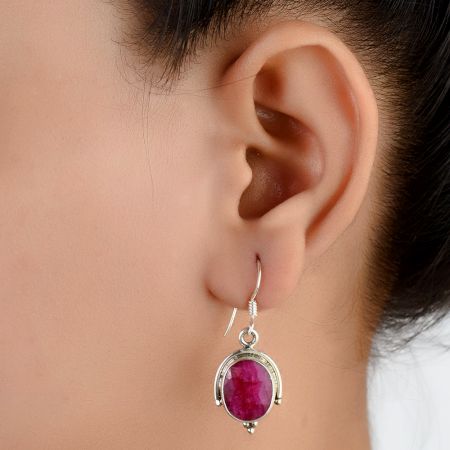 92.5 Sterling Silver Earrings Long Oval Shape Rim Bezel Set Earrings