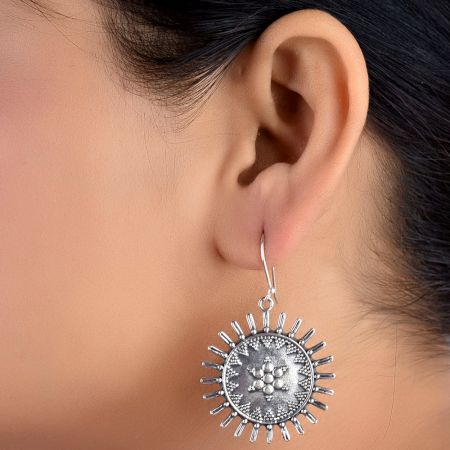 92.5 Sterling Silver Earrings Women Dangle Earrings Sun Flower