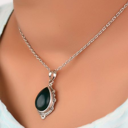 92.5 Sterling Silver Pendant Studded With Tear drop Shaped pendant