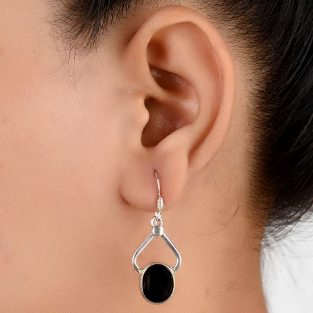 92.5 Sterling Silver Earrings Oval Framed Drop Earrings For Women