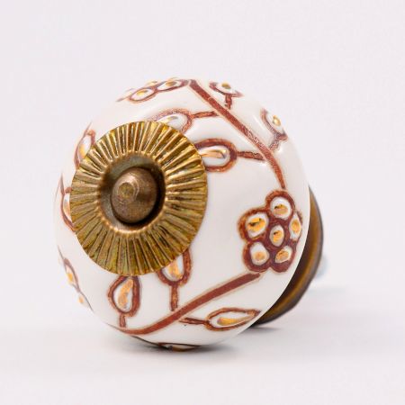 Modern Brown Golden Floral Cabinet Knob