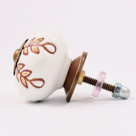 Brown Golden Decorative Leaf Drawer Knob