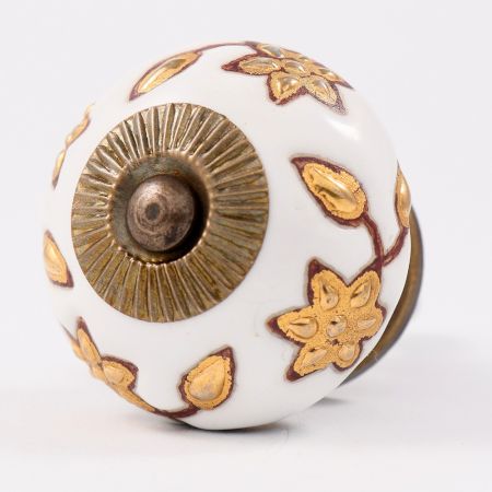 Brown Golden Modern Floral Cupboard Knob