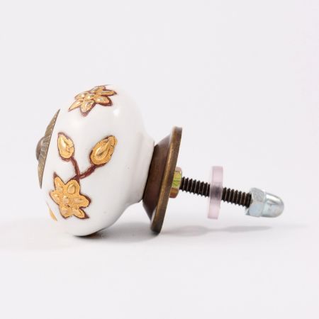 Brown Golden Modern Floral Cupboard Knob