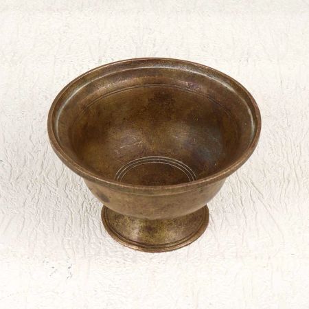 Vintage Brass Kumkum Tilak Cup in South Indian Art for Rituals