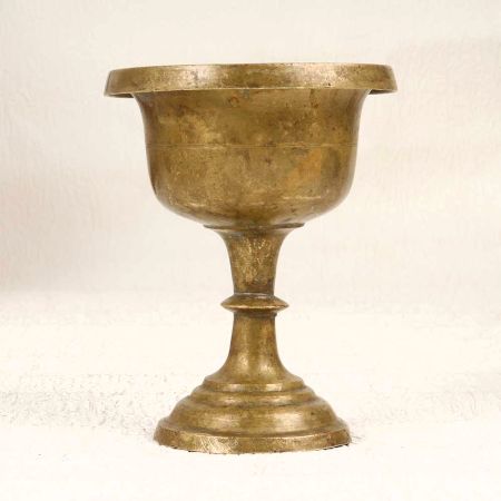 Vintage Finest Brass Holy Cup with Stand in Brown Finish