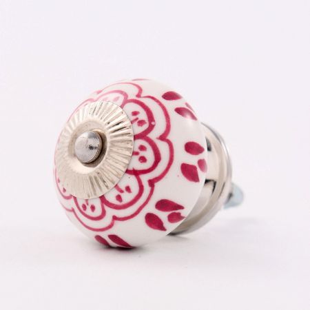 Dark Pink Flower Ceramic Knob