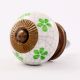 Pea  Green Floral Crackle Ceramic Dresser Knob