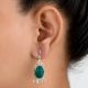 92.5 Sterling Silver Earrings Green Onyx Floral Rope Hook Earrings