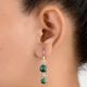 92.5 Sterling Silver Earrings Twin Malachite Round Drop Earrings