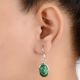 92.5 Sterling Silver Earrings Single Green Malachite Earrings