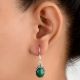92.5 Sterling Silver Earrings Floral Oval Malachite Drop Earrings for Girls