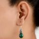92.5 Sterling Silver Earings Tanzanite And  Malachite Earrings