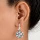 92.5 Sterling Silver Round Filigree Big Floral  Drop Earrings