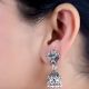 92.5 Sterling Silver Earrings Oxidized Flower Stud Tribal Jhumka/Jhumki With Silver Beads