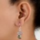 92.5 Sterling Silver Earrings Round And Oval Moonstone Dangle Earrings
