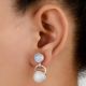92.5 Sterling silver Earrings 2 Stone Drop Moonstone Earrings