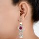 92.5 Sterling Silver Tiny Pink Tourmaline Chandelier Dangler Earrings