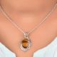 92.5 Sterling Silver Tiger Eye Stone Brown Unisex Pendant