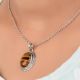 92.5 Sterling Silver Pendant Studded With Big Oval Tiger Eye Stone Decorative Border