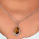 Handcrafted 92.5 Sterling Silver Pendant with Teardrop Shaped Tiger Eye Stone