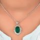 92.5 Sterling Silver Traditional Design Green Onyx Semi Precious Stone Pendant