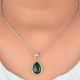 92.5 Sterling Silver Pendant Studded With Bezel Set Green Malachite Tear Drop Shape