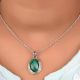 92.5 Sterling Silver Pendant Oval Green Malachite Border Design