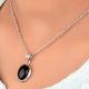 92.5  Sterling Silver Pendant Oval Inlay Black Onyx Stone Daily Wear Pendant