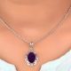92.5 Sterling Silver Pendant Big Oval Shaped Amethyst Pendant