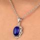 92.5 Sterling Silver Pendant Oval Designer Blue Tourmaline Gemstone Pendant